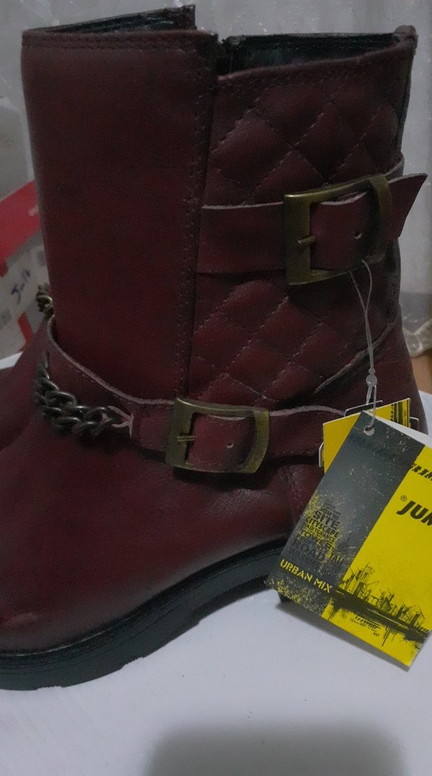 Bot Bordo hakiki Deri Zincirli Tokalı Biker Sıfır jump - Görsel 3