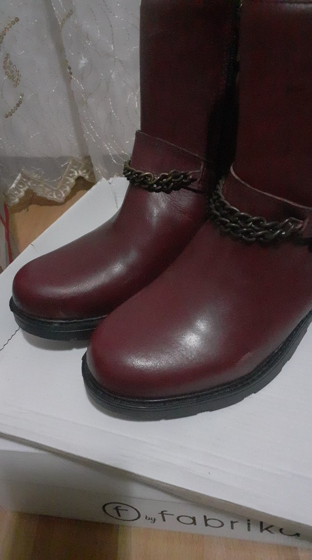 Bot Bordo hakiki Deri Zincirli Tokalı Biker Sıfır jump - Görsel 2