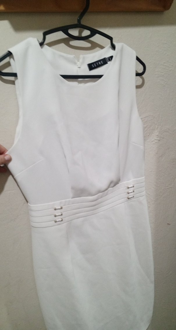 Beyaz Kemer Detaylı Midi Elbise - Görsel 3