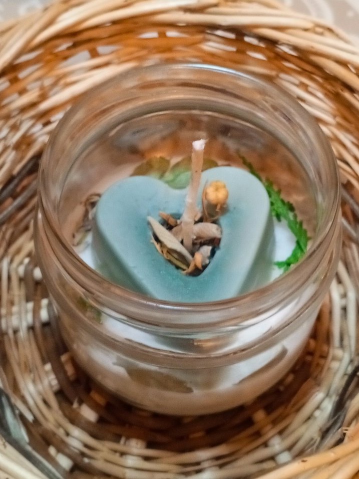 Turkuaz Kalp Şekilli Mum - Görsel 2