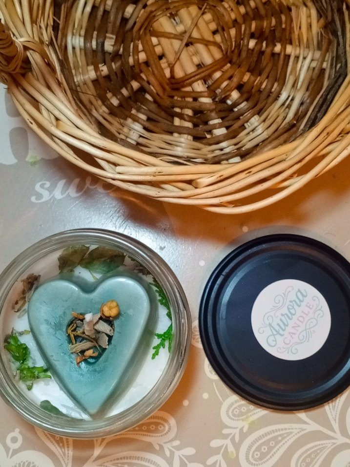 Turkuaz Kalp Şekilli Mum - Görsel 3