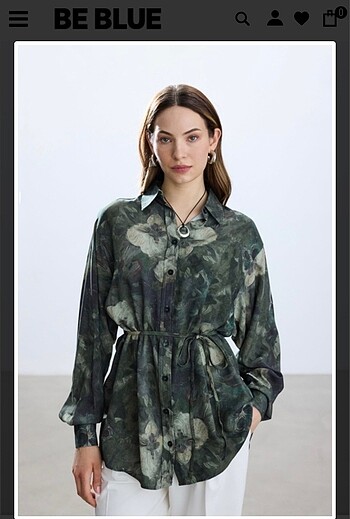 YEŞİL FLORAL DESEN VINTAGE GÖMLEK