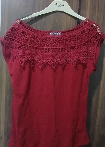 Trendyol & Milla Dantel Detaylı Bordo Bohem Bluz