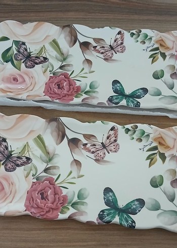 Vintage Pastel Çiçekli tabak - Görsel 2