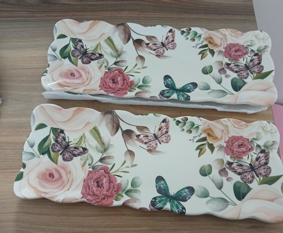 Vintage Pastel Çiçekli tabak - Görsel 2