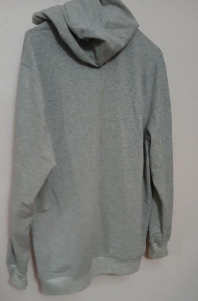 Gri Kapüşonlu Fermuarlı Kadın Sweatshirt simli - Görsel 5