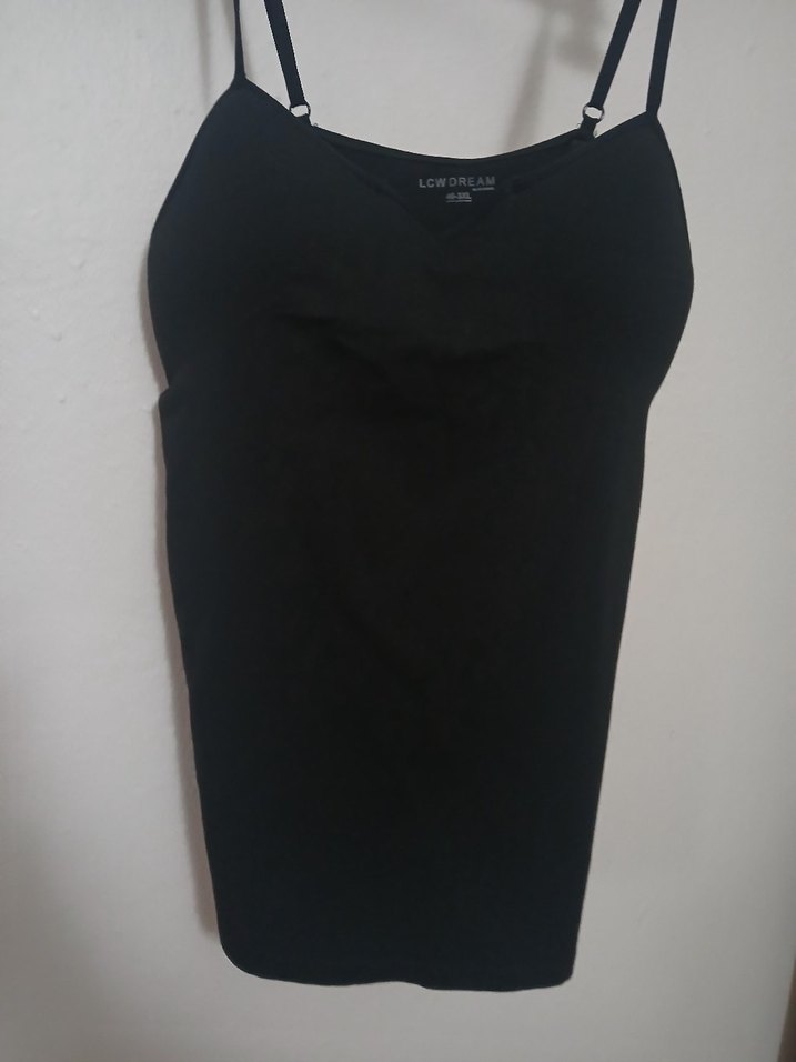 Siyah İnce Askılı Kadın Atlet dolgulu - Görsel 3