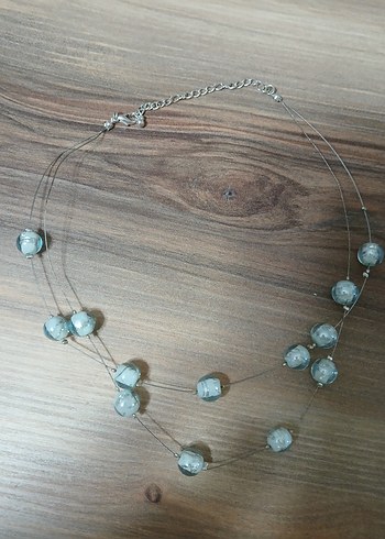 Uzun Gri Boncuklu Bohem Kadın Kolye - Görsel 4