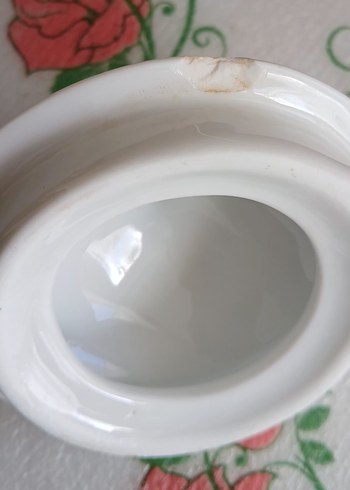 Çiçek Desenli Beyaz ve Kırmızı Demlik - Görsel 6