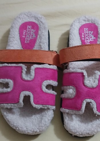Diğer Kadın Pembe Desenli Terlikler Velcro Bantlı