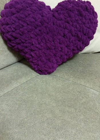 Mor Örgü kalpli yastık - Görsel 2