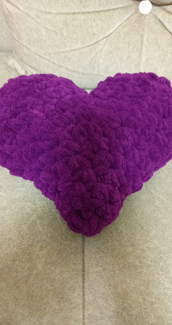 Mor Örgü kalpli yastık - Görsel 3