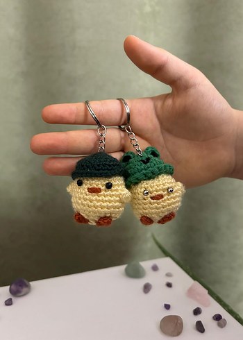 Çift anahtarlığı Renkli Örgü  Anahtarlık Seti - Görsel 4