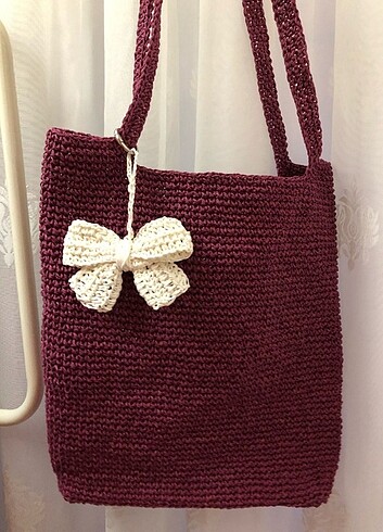 Kağıt ipten el örgüsü çanta - Görsel 2