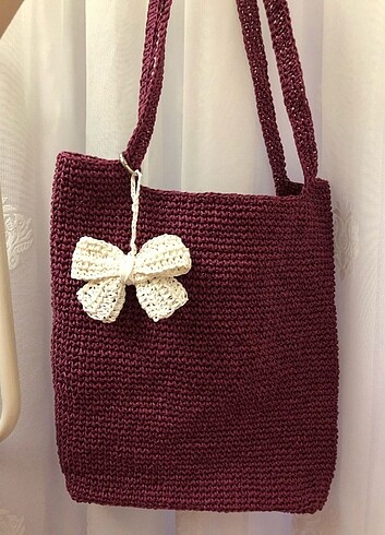 Kağıt ipten el örgüsü çanta - Görsel 3