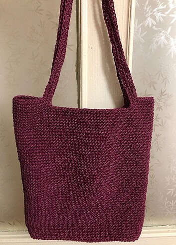 Kağıt ipten el örgüsü çanta - Görsel 6