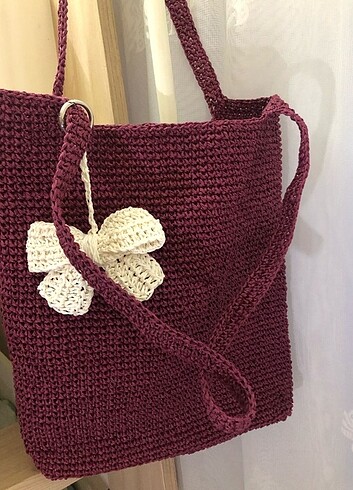 Kağıt ipten el örgüsü çanta - Görsel 8