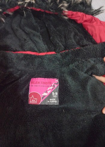 Kız Çocuk kirmizi Kürklü Kapüşonlu Mont - Görsel 4