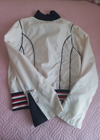 kiz cocuk Beyaz Kısa Fermuarlı Spor Ceket - Görsel 3