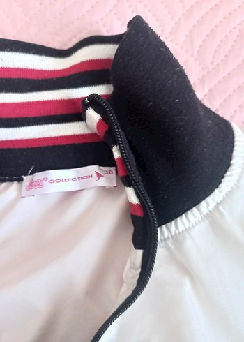 kiz cocuk Beyaz Kısa Fermuarlı Spor Ceket - Görsel 4