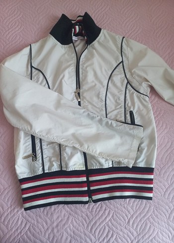 kiz cocuk Beyaz Kısa Fermuarlı Spor Ceket - Görsel 2