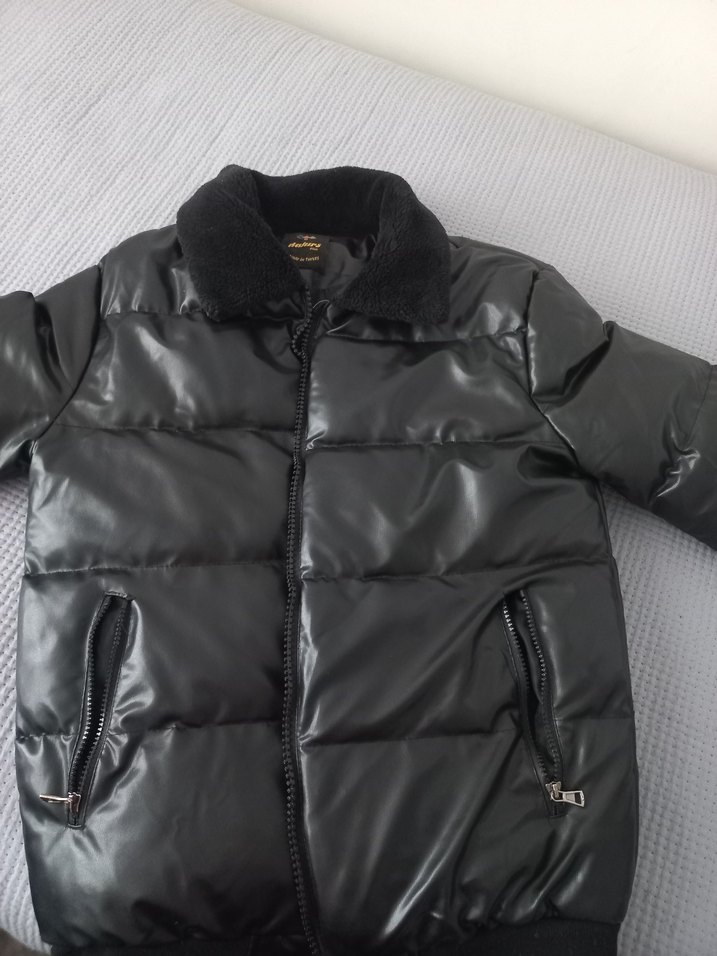 Siyah Deri erkek Kışlık Mont - Görsel 4