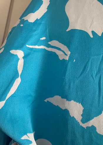 Stradivarius Mavi Batik Desenli Uzun Kadın Kimono
