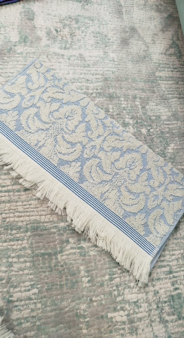 Nakışlı Mavi-Gri El Havlusu - Görsel 2