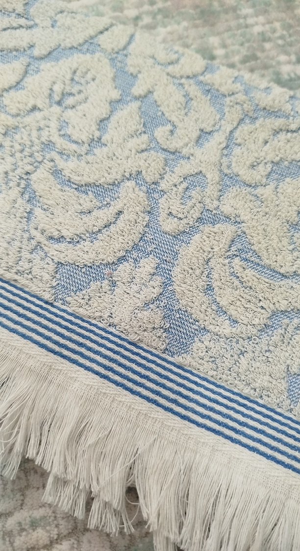 Nakışlı Mavi-Gri El Havlusu - Görsel 3