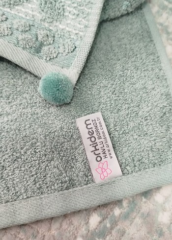 Nakışlı Turkuaz El Havlusu - Görsel 4