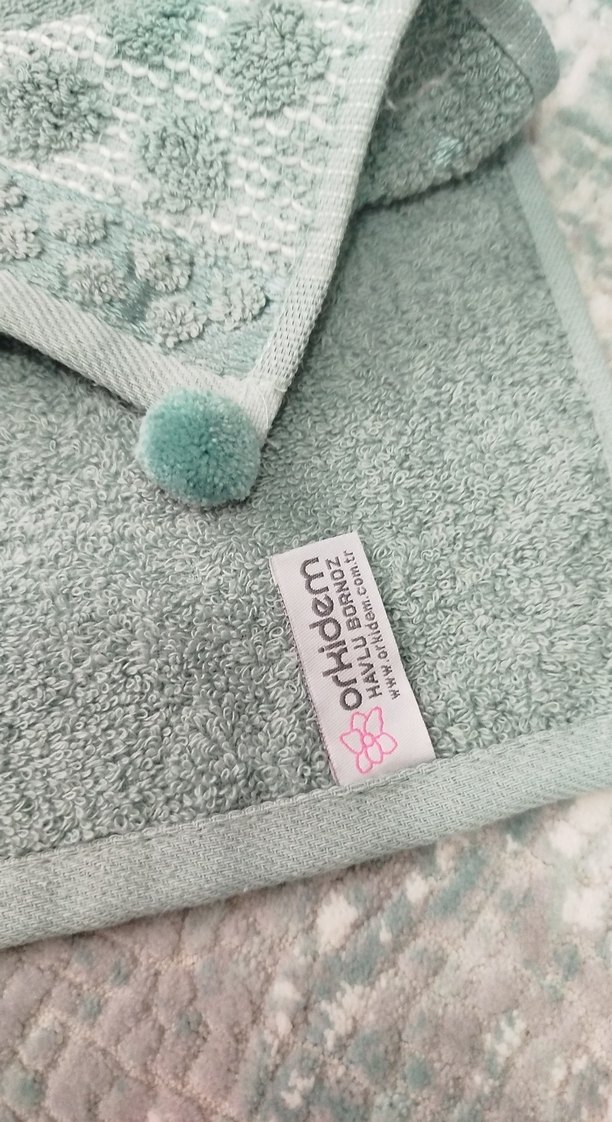 Nakışlı Turkuaz El Havlusu - Görsel 4