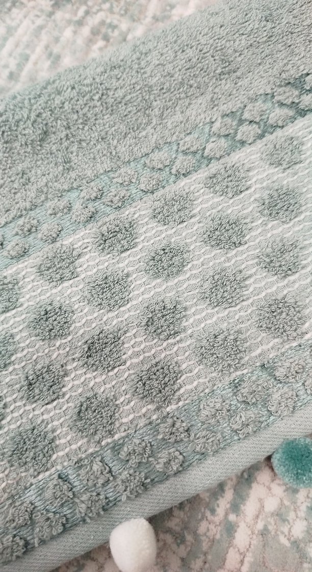 Nakışlı Turkuaz El Havlusu - Görsel 2