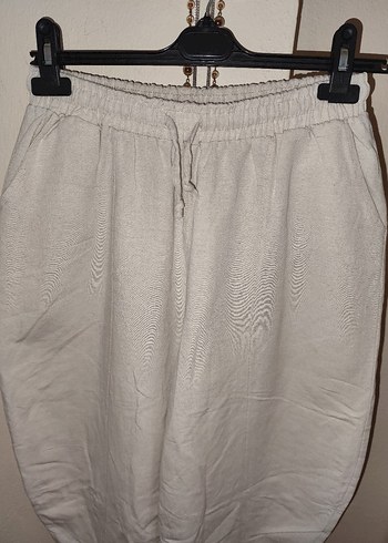 xl Beden ten rengi Renk Bohem Rahat Beyaz Keten Mini Pantolon