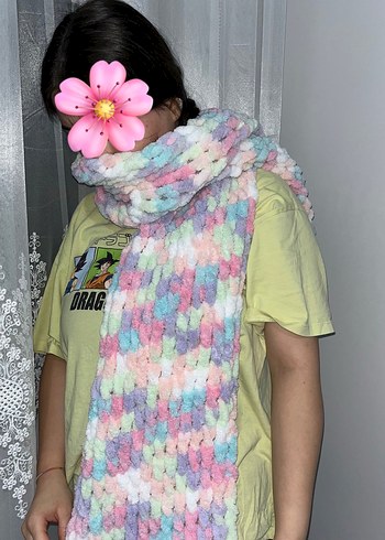 H&M Renkli Pastel Örgü Kadın Şal