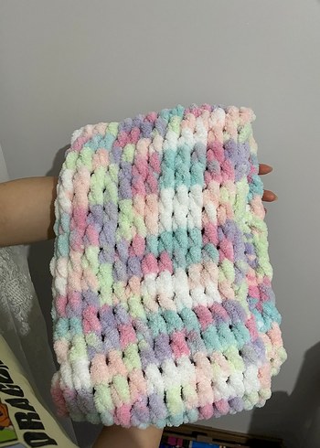 Beden Renkli Pastel Örgü Kadın Şal