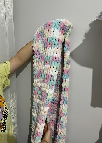 Beden çeşitli Renk Renkli Pastel Örgü Kadın Şal