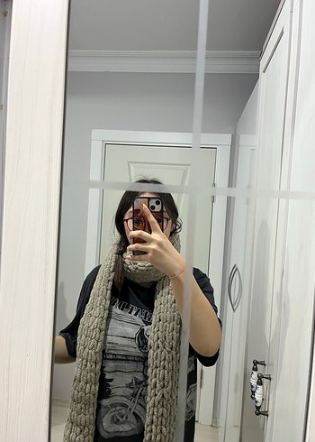 Beden Gri Örgü Kadın Şal