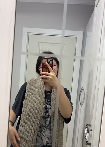 H&M Gri Örgü Kadın Şal
