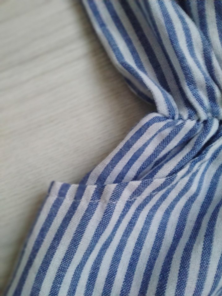 Çizgili Pamuklu Mini Tulum - Görsel 3