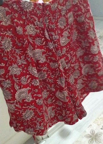 Kırmızı Bohem Bağcıklı Mini Etekli şort - Görsel 6