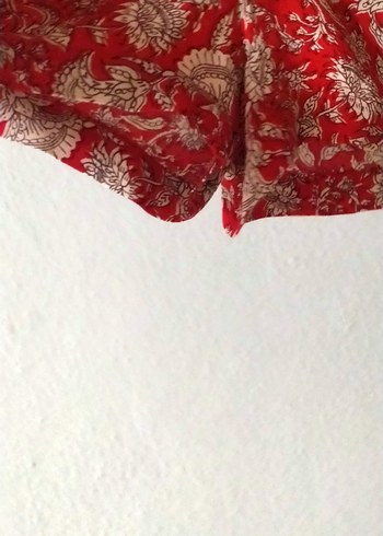 Kırmızı Bohem Bağcıklı Mini Etekli şort - Görsel 4