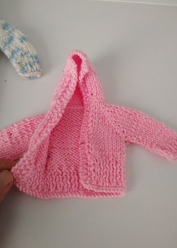 Standart Beden Beden Barbie bebek Pembe Triko Kapüşonlu Hırka