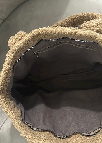 Beden camel Renk Bej Peluş Kadın Omuz Çantası