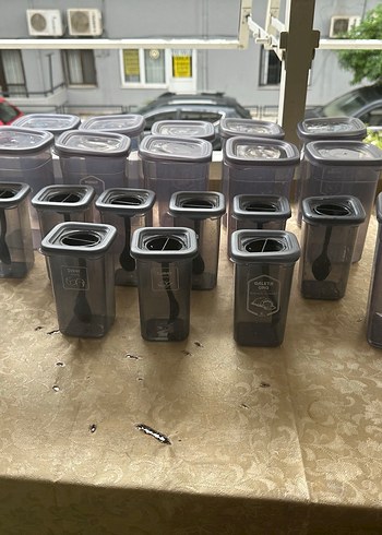  Beden gri Renk Koyu Gri Plastik Saklama Kapları Seti