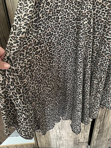 44 Beden kahverengi Renk Leopar elbise
