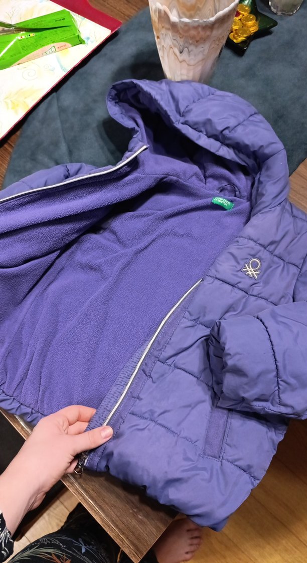 Kız Çocuk Mor Fermuarlı Kapüşonlu Ceket - Görsel 5