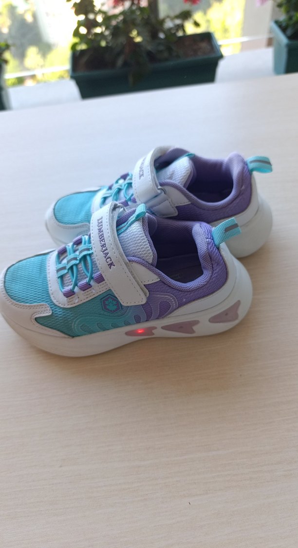 Mor ve Turkuaz Bağcıksız Kız Çocuk Spor Ayakkabı - Görsel 3