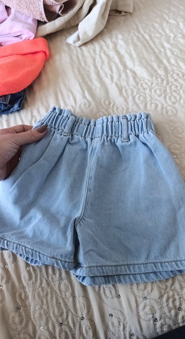 Fırfırlı Pastel Mavi Mini Denim Şort - Görsel 2