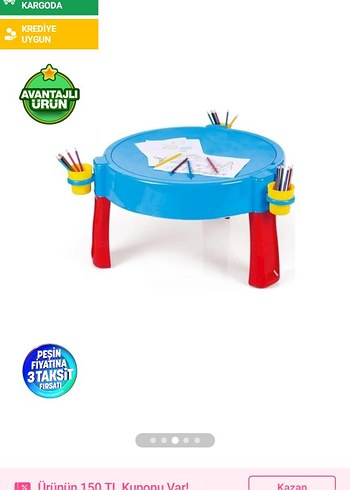 Çocuklar için renkli mavi oyun masası - Görsel 17