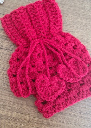 Bordo Örgü Bohem Kadın Eldiveni - Görsel 2